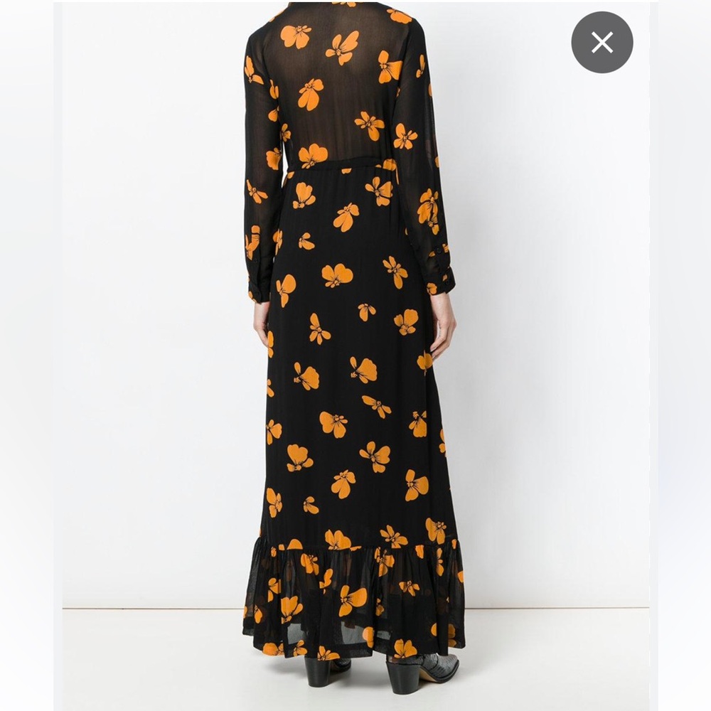 Ganni Black and Orange Floral Maxi Dress - Picture 2 of 8